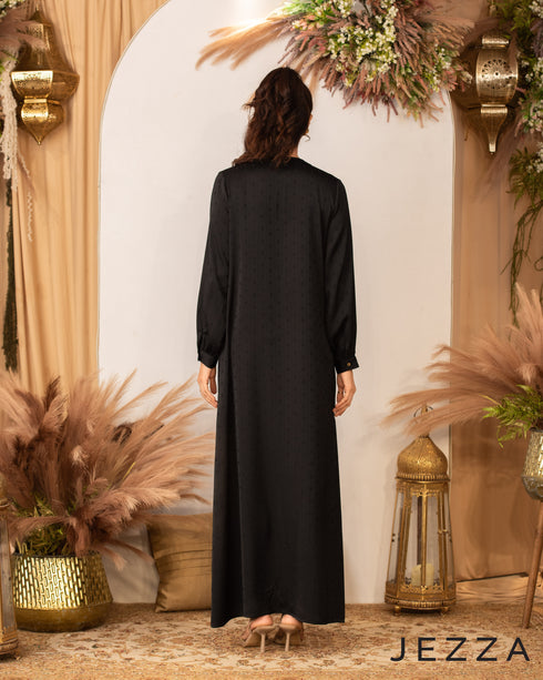 Black Satin-Textured Long Dress 62941